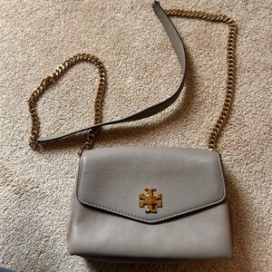 Tory Burch taupe Leather Crossbody Bag